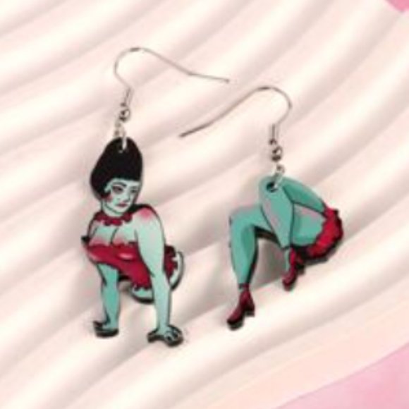 🧿 2 for $25 🧿 Beetlejuice - Character Spooky Dangle Acrylic Earrings - Picture 4 of 7